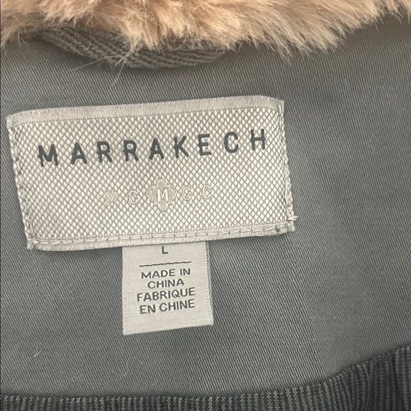 Women's Gray Jacket with Faux Fur Collar - Picture 4 of 5